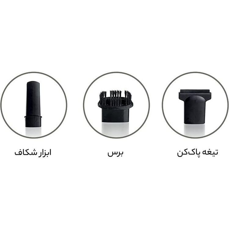 جارو شارژی دستی کنوود مدل HVP19 با باتری لیتیومیونی 14.8 ولت، ظرفیت مخزن 0.5 لیتر گرد و غبار و 0.12 لیتر مایعات، وزن 2.5 کیلوگرم و پایه شارژ ایستاده