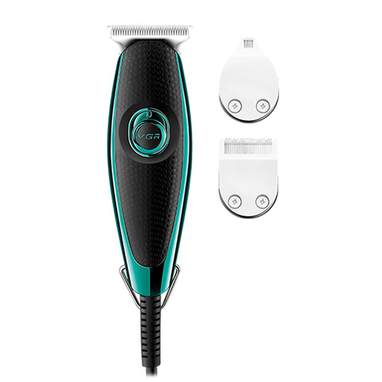 ست ماشین اصلاح موی صورت و بدن وی جی آر مدل V-099 با تیغه استیل ضد زنگ، تکنولوژی برش مستقیم، طراحی ارگونومیک، هفت شانه قابل تنظیم، وزن 450 گرم و منبع انرژی برق