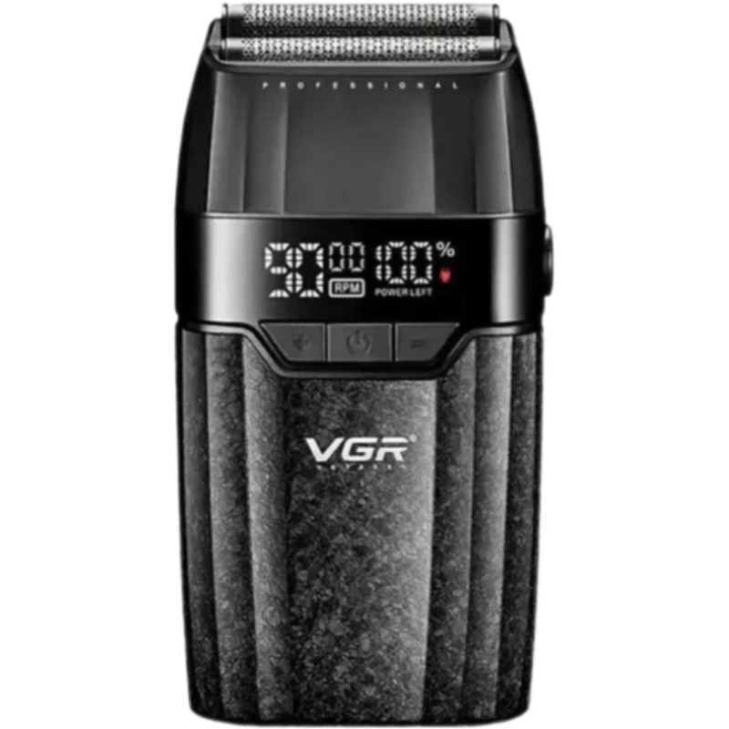 ماشین اصلاح موی صورت وی جی ار مدل V640s با تیغه تیتانیوم، فویلی، صفر زن، مقاوم در برابر آب، باتری لیتیومی 2000 میلی‌آمپر، نمایشگر شارژ، قابلیت تنظیم سرعت و دور موتور 9000 RPM
