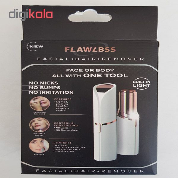 ماشین اصلاح صورت فلاولس مدل k18 با تیغه تیتانیوم، منبع انرژی کابل USB، استفاده خشک و مرطوب، نحوه اصلاح چرخشی، وزن 43 گرم، مدت زمان استفاده 40 دقیقه پس از شارژ، مدت زمان شارژ 120 دقیقه