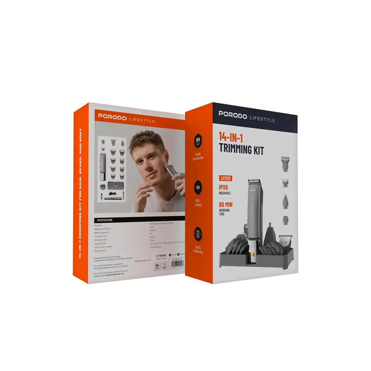 ماشین اصلاح موی سر و صورت پرودو مدل PD-LFST112-SL با تیغه استیل ضد زنگ، باتری لیتیوم یون 600 میلیآمپر ساعت، طراحی ارگونومیک و شارژ با کابل