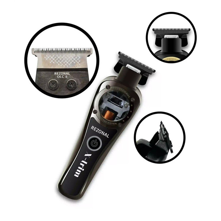 ماشین اصلاح موی صورت رزونال مدل X-Trim پلاس با تیغه کربن استیل 440C ژاپنی، صفرزن و خط زن، موتور هوشمند با تنظیم سرعت اتوماتیک، منبع انرژی برق و باتری، شارژ 70 دقیقه و استفاده 120 دقیقه