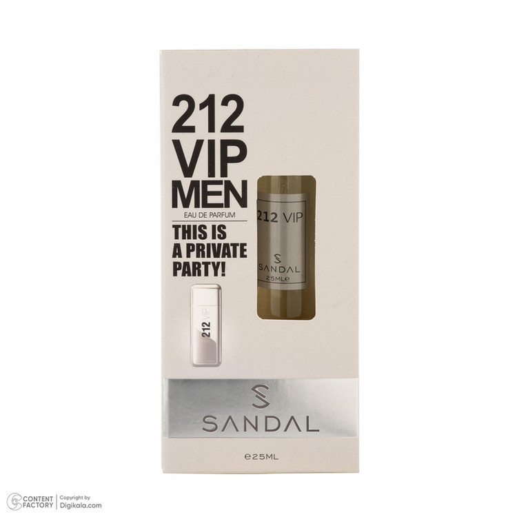 عطر جیبی مردانه صندل مدل 212vip با رایحه تند و خنک حجم 25 میلیلیتر
