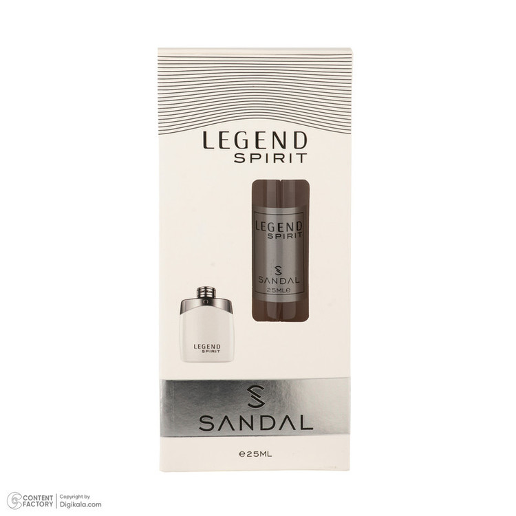 عطر جیبی مردانه صندل مدل LEGEND SPIRIT با رایحه شیرین و تند حجم 25 میلیلیتر