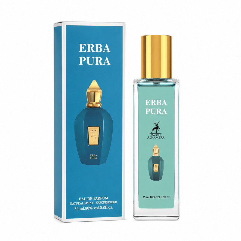 عطر جیبی میوهای شرقی خنک الحمبرا مدل ERBA PURA حجم 35 میلیلیتر، ماندگاری و پخش بوی قوی