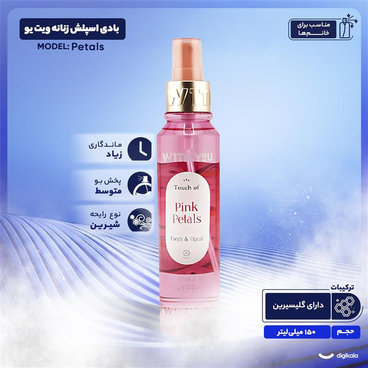 بادی اسپلش زنانه ویت یو مدل Petals حجم 150 میلی لیتر