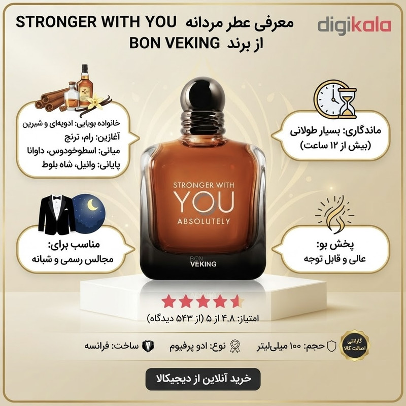 ادوپرفیوم مردانه بن وکینگ مدل استرانگر ویت یو ابسلوتلی با رایحه گرم حجم 90 میلیلیتر