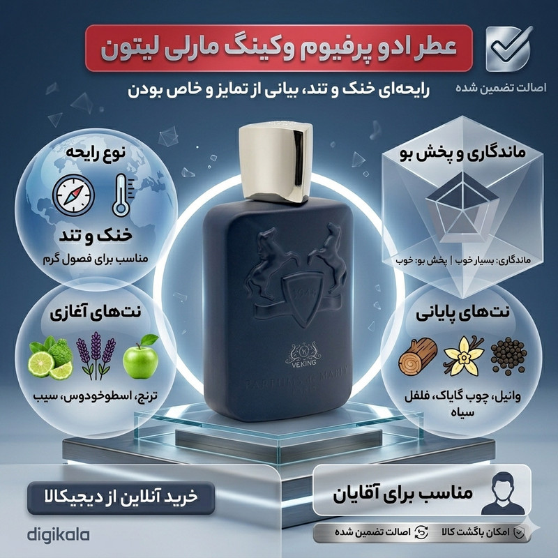 ادوپرفیوم مردانه وکینگ مدل مارلی لیتون با رایحه خنک حجم 125 میلی لیتر