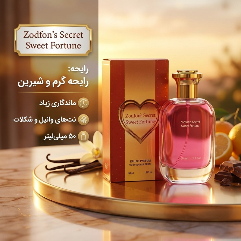 ادو پرفیوم زنانه زدفون مدل Sweet Fortune با رایحه گرم حجم 50 میلی لیتر