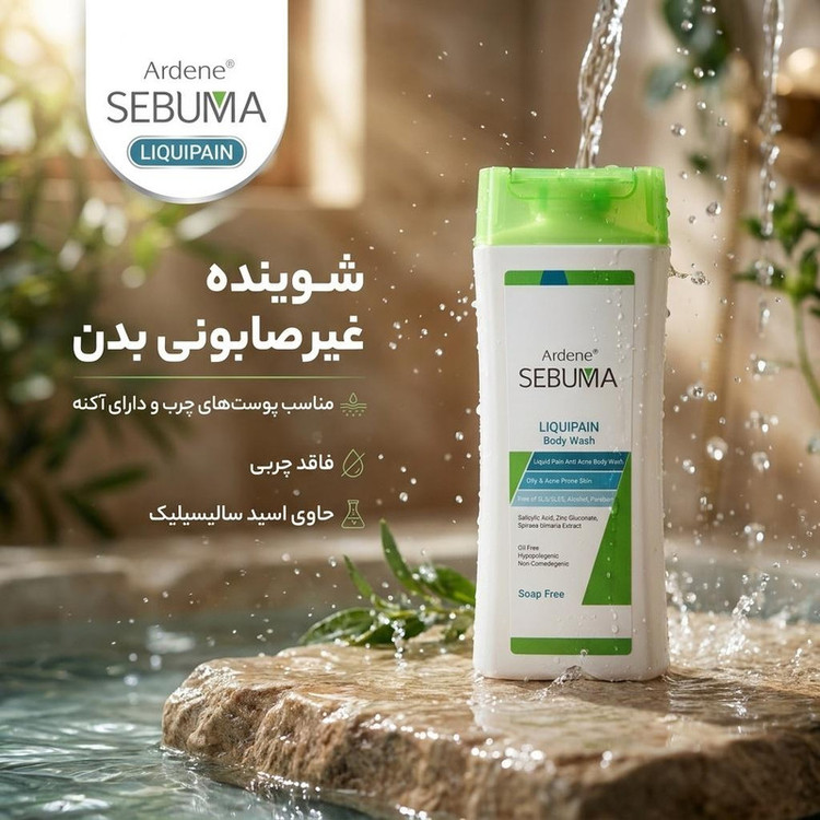 مایع شوینده غیر صابونی بدن آردن سبوما مدل Liquipain مناسب پوست های چرب حجم 250 میلی لیتر