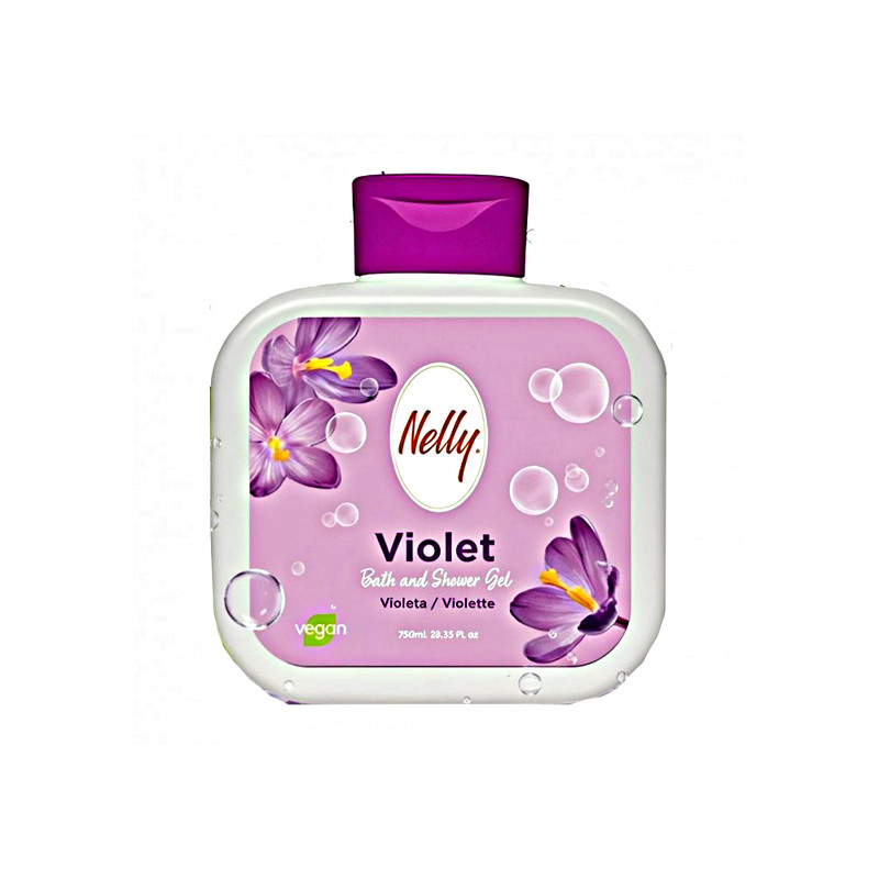 شامپو بدن نلی Violet  با رایحه معتدل مناسب برای انواع پوست حجم 750 میلی لیتر