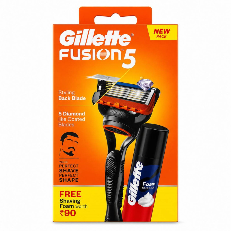 خودتراش ژیلت مدل fusion5 به همراه فوم اصلاح ۵۰ گرمی