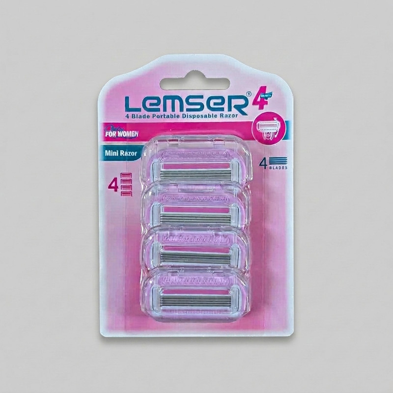 تیغ یدک اصلاح خانم‌ها لمسر مدل FR620PC مسافرتی، با 5 لبه تیغ و سری قابل شست‌وشو، بسته 4 عددی