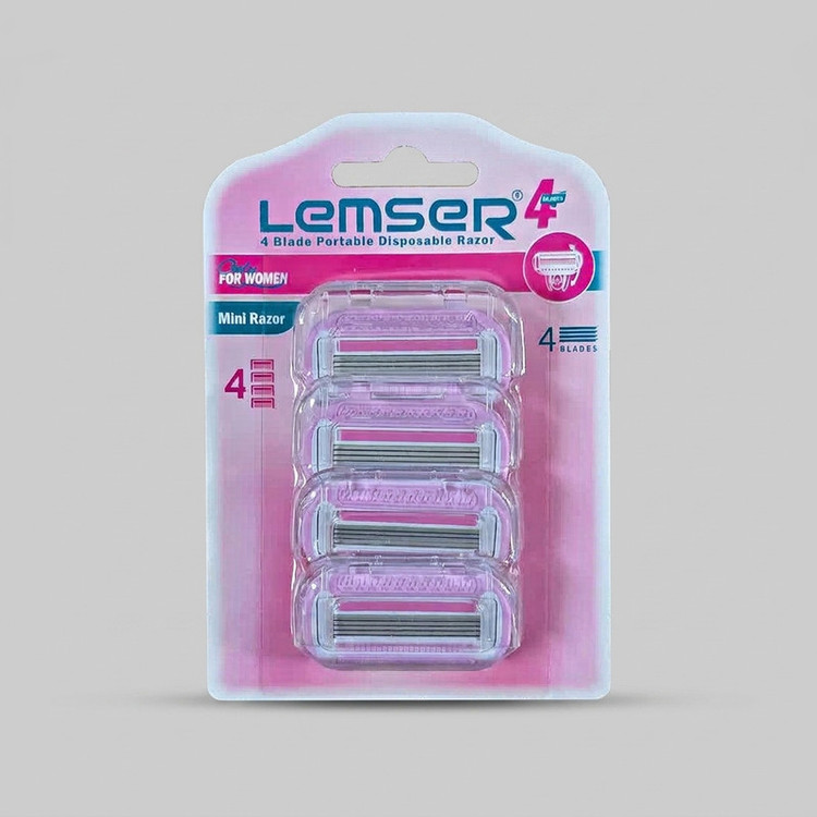 تیغ یدک اصلاح خانمها لمسر مدل FR620PC مسافرتی، با 5 لبه تیغ و سری قابل شستوشو، بسته 4 عددی