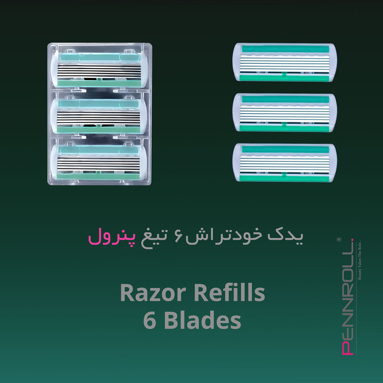 تیغ یدک پنرول مدل PRCL - Razor Refills 6 X3 بسته 3 عددی