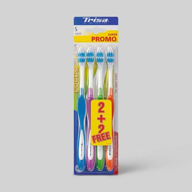 مسواک تریزا سری Super Promo مدل Focus Pro Clean با برس نرم بسته 4 عددی
