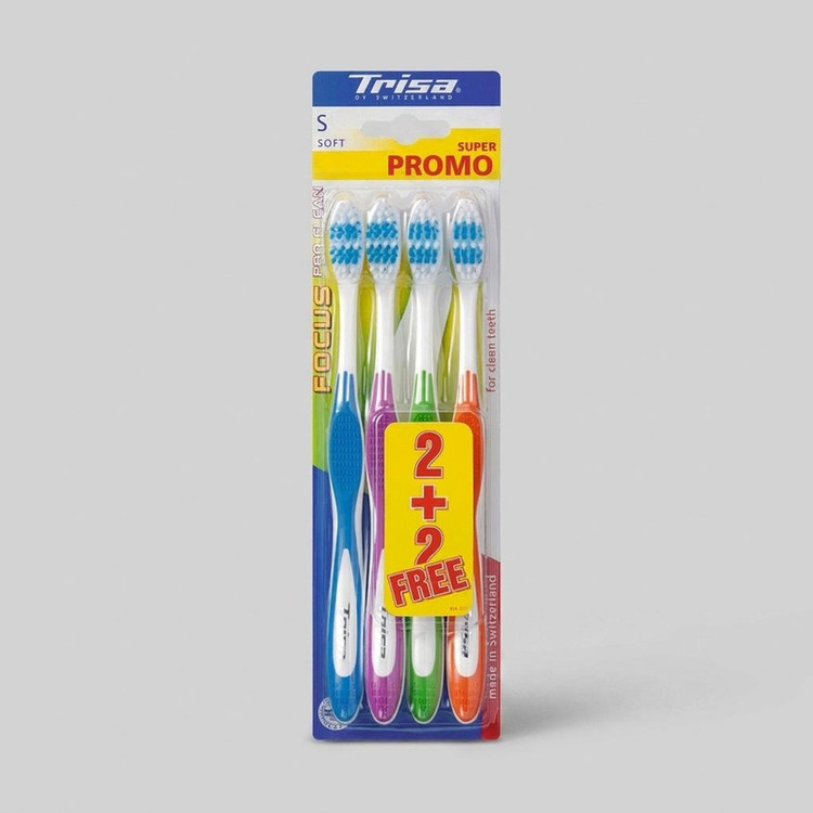 مسواک تریزا سری Super Promo مدل Focus Pro Clean با برس نرم بسته 4 عددی