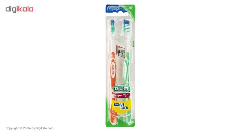 مسواک جی یو ام سری Super Tip مدل Bunus با برس متوسط بسته دو عددی