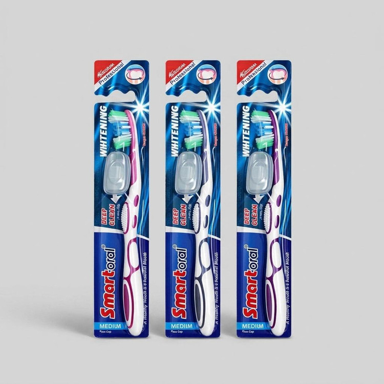 مسواک اسمارت اورال مدل Deep clean با برس متوسط بسته ۳ عددی