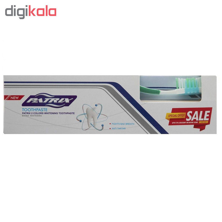 مسواک و خمیر دندان پاتریکس مدل EXTRA WHITENING