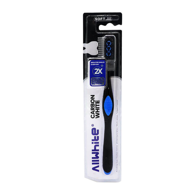 مسواک آل وایت مدل Carbon White با برس نرم مجموعه 4 عددی