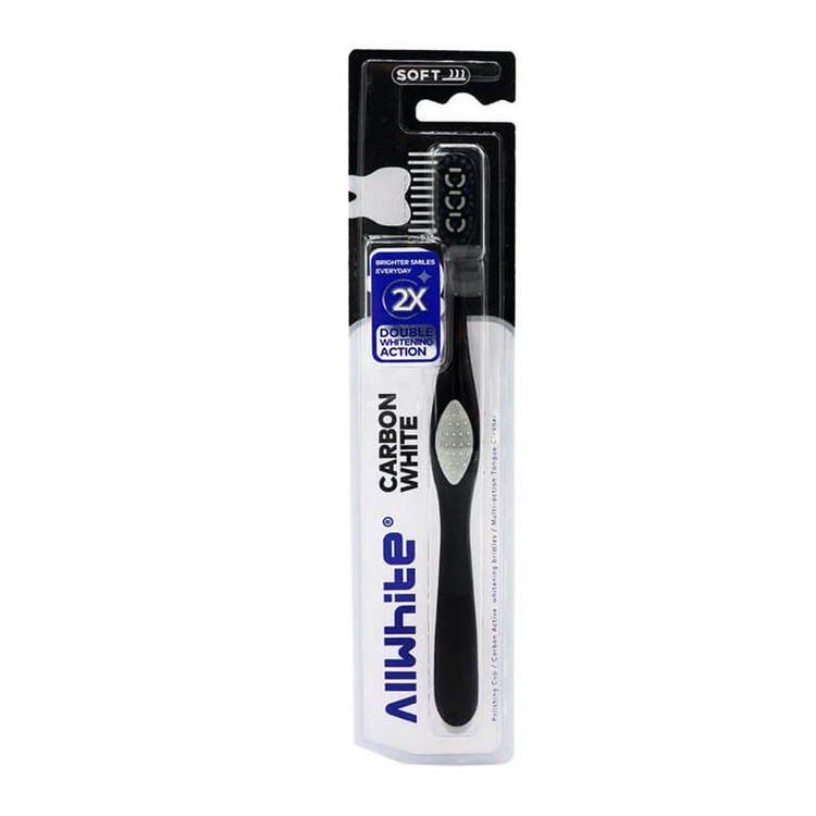 مسواک آل وایت مدل Carbon White با برس نرم مجموعه 4 عددی