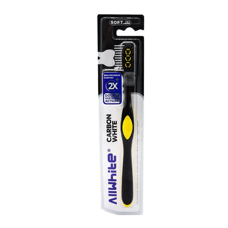 مسواک آل وایت مدل Carbon White با برس نرم مجموعه 4 عددی