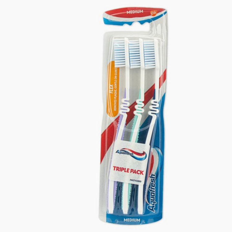 مسواک آکوا فرش مدل FLEX با برس متوسط بسته 3 عددی
