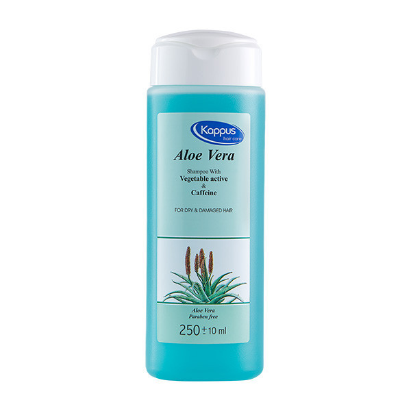 شامپو مو کاپوس هیرکر مدل آلوئه ورا و کافئین مناسب پوست های خشک و آسیب دیده حجم 250 میلی لیتر