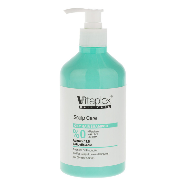 شامپو مو ویتاپلکس مدل Scalp Care حجم 500 میلیلیتر، مناسب موهای چرب، کنترل چربی و تنظیم ترشح سبوم، لایهبرداری ملایم، حفظ رطوبت و تقویتکننده