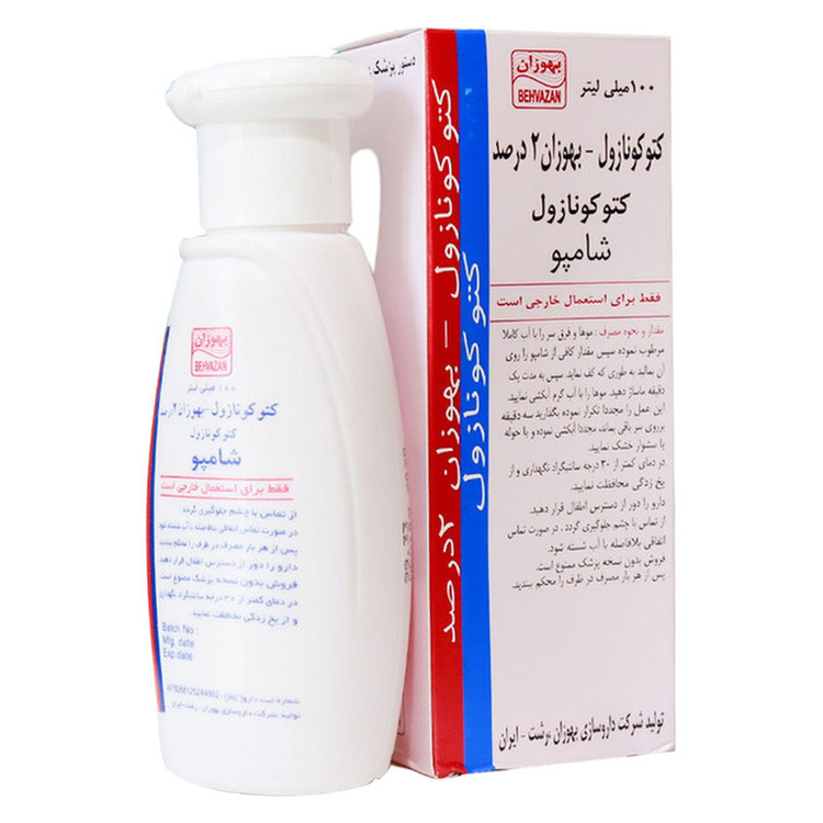 شامپو ضدشوره مو کتوکونازول مخصوص انواع مو، حجم 100 میلیلیتر مدل بهوزان، میزانسازی چربی مو و پوست سر، ضدقارچ و باکتری، ضدالتهاب و خارش، جلوگیری از وزشدن مو، محافظت کامل مو و پوست سر، ازبینبرنده چربی مو و پوست سر