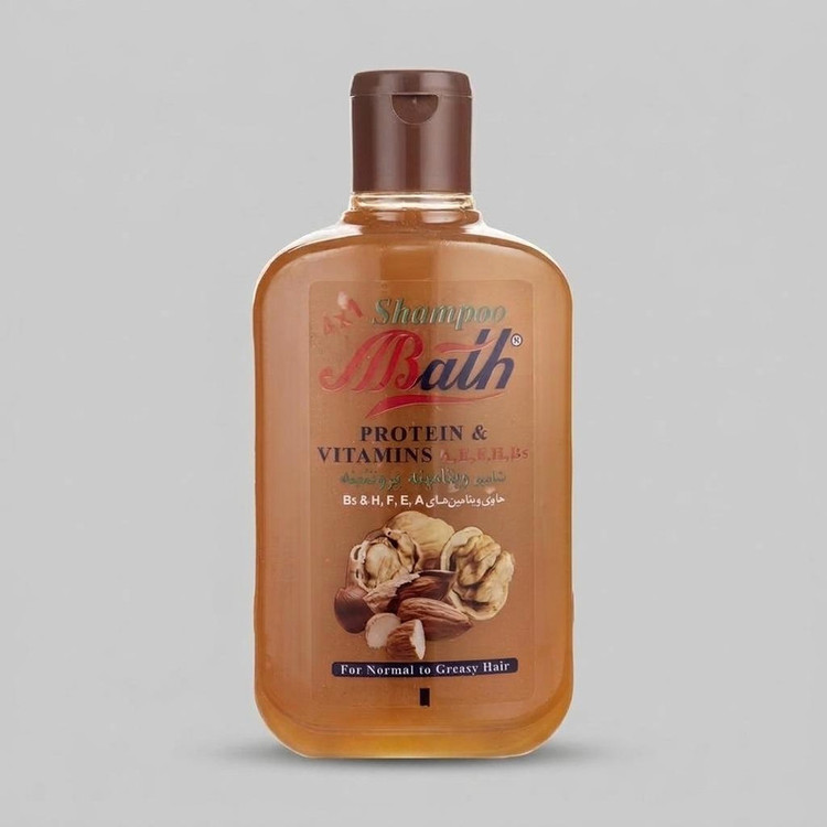 شامپو پروتئینه و ویتامینه مو بس مدل Walnut And Almond حجم 1000 میلیلیتر، تقویتکننده، ترمیمکننده، ضد ریزش، مناسب موهای معمولی تا چرب، حاوی عصاره گردو و بادام، حاوی ویتامینهای E، B5، F، A و H