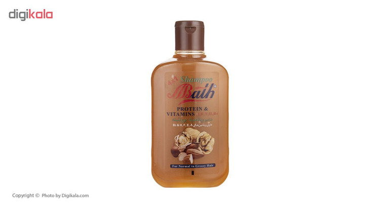 شامپو پروتئینه و ویتامینه مو بس مدل Walnut And Almond حجم 1000 میلیلیتر، تقویتکننده، ترمیمکننده، ضد ریزش، مناسب موهای معمولی تا چرب، حاوی عصاره گردو و بادام، حاوی ویتامینهای E، B5، F، A و H