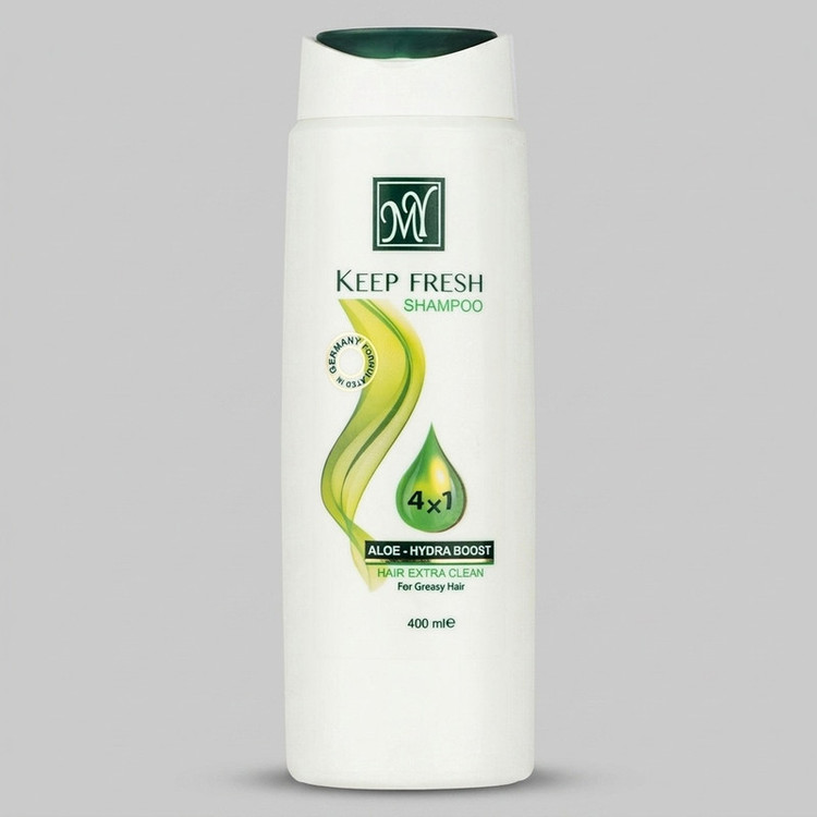 شامپو مخصوص موهای چرب مای مدل Keep Fresh حجم 400 میلیلیتر، افزایش رطوبت و آبرسانی، قدرت پاککنندگی بالا، تنظیمکننده چربی سر، درخشان و احیاکننده، از بین برنده باکتریها