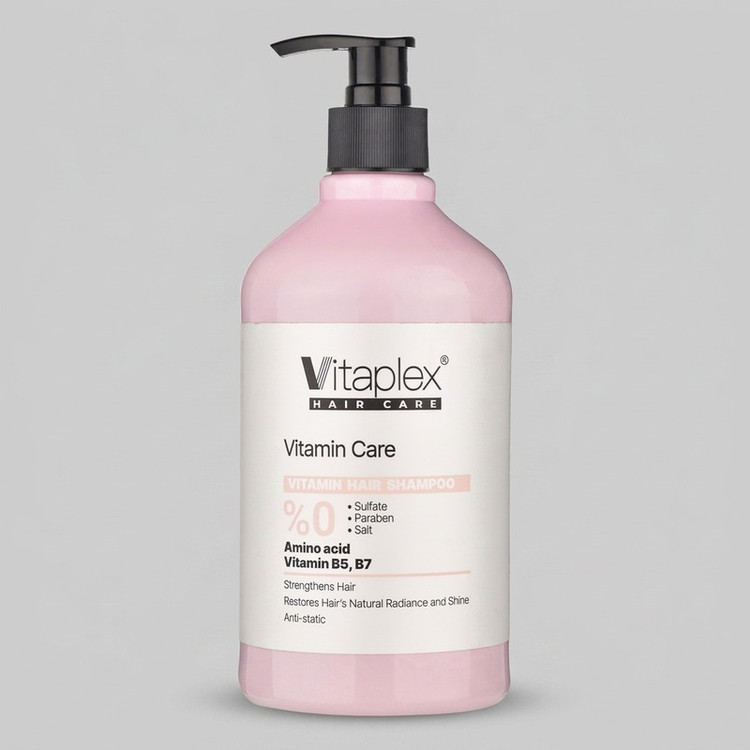 شامپو مو ویتاپلکس مدل Vitamin Care 01 حجم 500 میلیلیتر مناسب موهای خشک و معمولی، نرمکننده، مرطوبکننده، تقویتکننده، ترمیمکننده، براقکننده و ضد وز