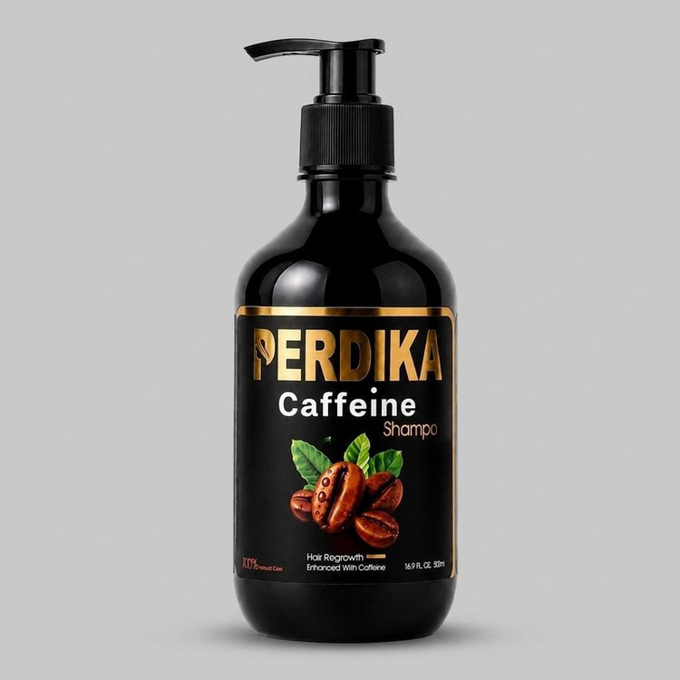 شامپو تقویتکننده و ضد ریزش مو پردیکا مدل Caffeine با رایحه کافئین، حجم 500 میلیلیتر، مناسب موهای چرب و معمولی، بدون سولفات، حاوی ویتامینهای E و B5، عصاره مورد و دم اسب، کنترل چربی و تقویتکننده