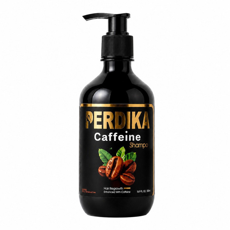 شامپو تقویتکننده و ضد ریزش مو پردیکا مدل Caffeine با رایحه کافئین، حجم 500 میلیلیتر، مناسب موهای چرب و معمولی، بدون سولفات، حاوی ویتامینهای E و B5، عصاره مورد و دم اسب، کنترل چربی و تقویتکننده