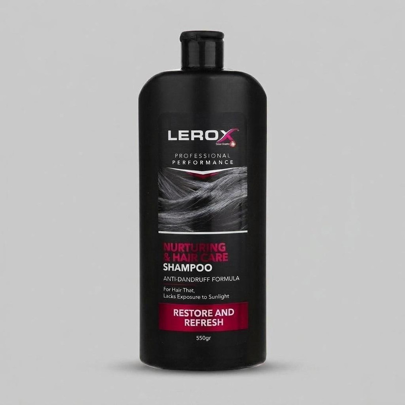 شامپو مو تقویت‌کننده مو لروکس مخصوص موهای آسیب‌دیده و خشک، وزن 550 گرم مدل Nurturing & Hair Care، ترمیم‌کننده، براق‌کننده، برطرف‌کننده وز مو، الکتریسیته مو و لطافت‌بخش با عصاره جلبک گالبنا