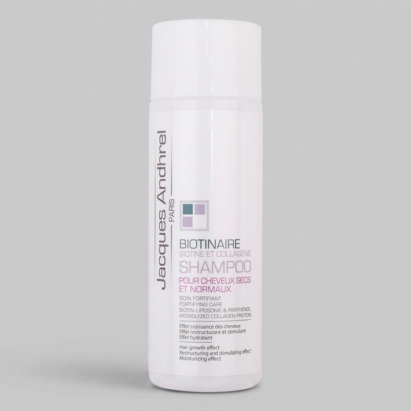 شامپو تقویت‌کننده مو ژاک آندرل پاریس مدل biotinaire حجم 200 میلی‌لیتر، مناسب موهای معمولی و خشک، افزایش رشد و ضخامت مو، افزایش استحکام ساقه، مرطوب‌کننده ساقه مو و پوست سر