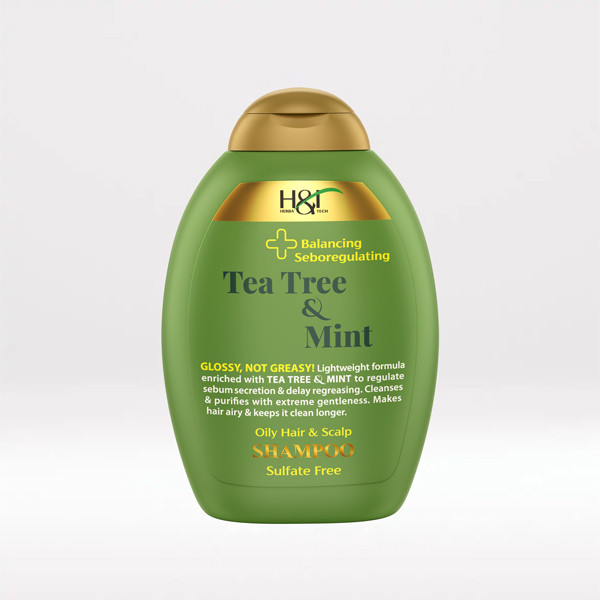 شامپو مو هرباتک مدل Tea Tree & Mint مناسب برای چرب حجم 385 میلی لیتر