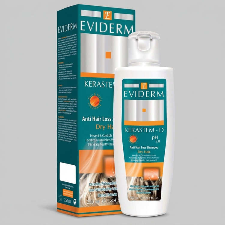 شامپو تقویتکننده اویدرم مدل KerastemD حجم 250 میلیلیتر، مناسب موهای خشک، با عصارههای گیاهی و افزایش جریان خون پوست سر