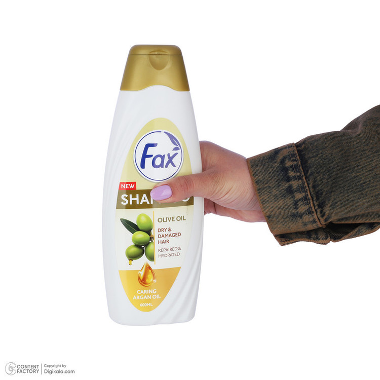 شامپو مو فکس مدل olive oil حجم 600 میلیلیتر، حاوی روغن آرگان، آبرسان و تقویتکننده مخصوص موهای خشک
