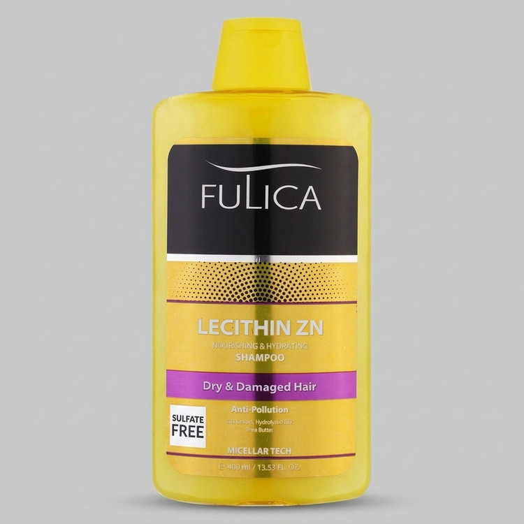 شامپو تقویتکننده مو فولیکا مخصوص موهای خشک و آسیبدیده، حجم 400 میلیلیتر مدل LECITHIN ZN، بدون سولفات، مرطوبکننده، لطافتبخش و براقکننده