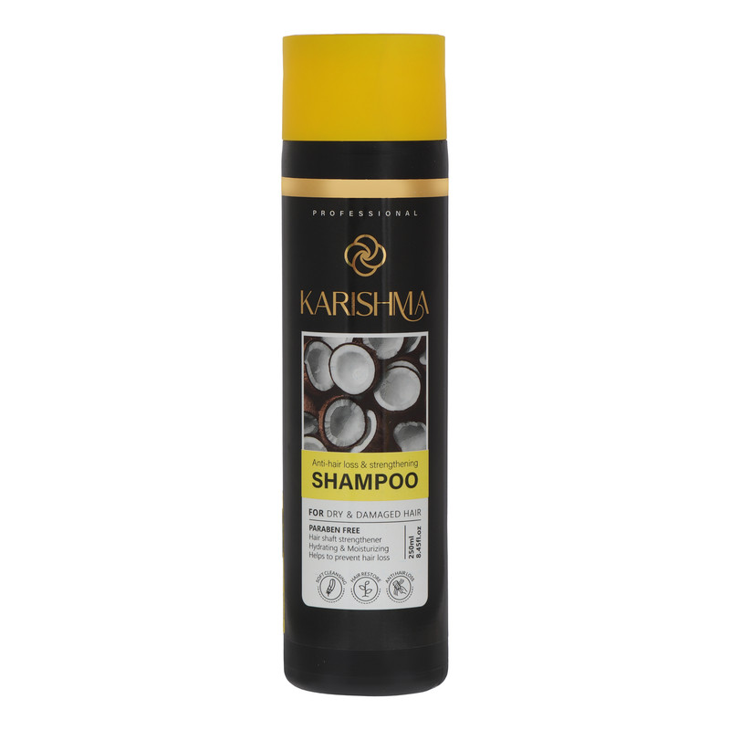 شامپو تقویت کننده و ضد ریزش مو کاریشما مدل Strengthener مناسب موهای خشک و آسیب دیده حجم 250 میلی‌لیتر، ضد الکتریسیته مو، فاقد پارابن