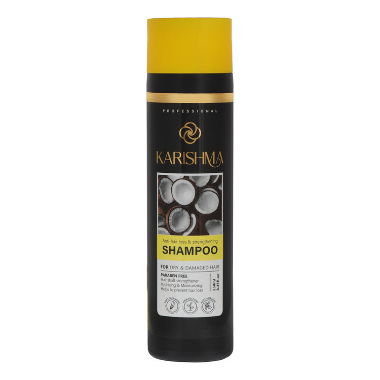 شامپو تقویت کننده و ضد ریزش مو کاریشما مدل Strengthener مناسب موهای خشک و آسیب دیده حجم 250 میلیلیتر، ضد الکتریسیته مو، فاقد پارابن