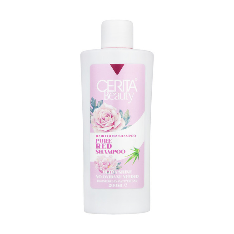 شامپو رنگساژ مو سریتا مدل Pure Red حجم 200 میلیلیتر، تثبیتکننده رنگ مو، درخشانکننده، حالتدهنده، حاوی عصاره آلوئه ورا، مناسب برای انواع مو، مخصوص خانمها