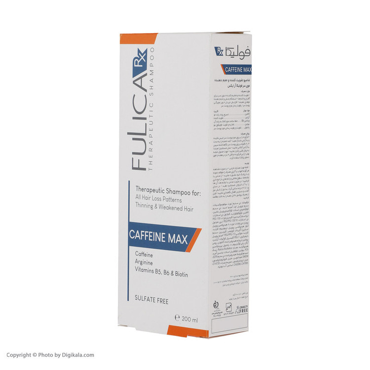 شامپو تقویتکننده و حجمدهنده مو بدون سولفات فولیکا مدل CAFFEINE MAX حجم 200 میلیلیتر مناسب موهای نازک و شکننده بزرگسالان
