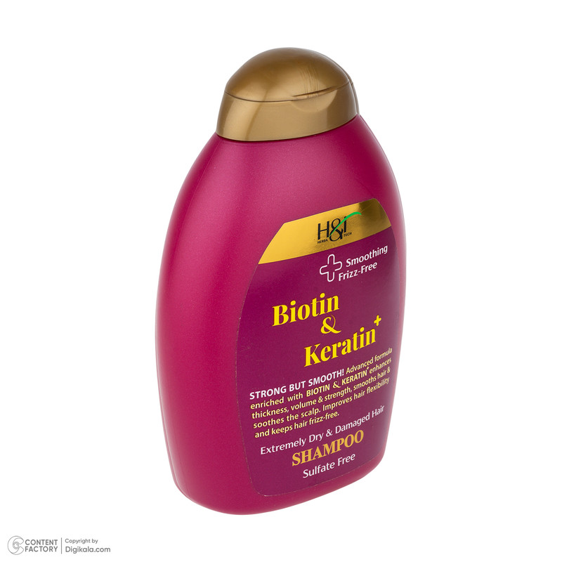 شامپو مو هرباتک مدل Biotin & Keratin مناسب برای موهای خشک و آسیب دیده حجم 385 میلی لیتر