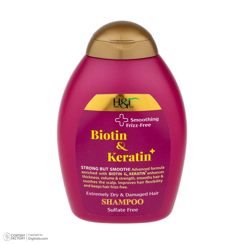 شامپو مو هرباتک مدل Biotin & Keratin مناسب برای موهای خشک و آسیب دیده حجم 385 میلی لیتر