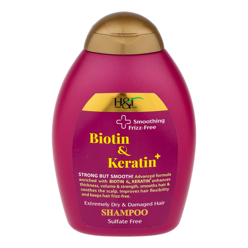 شامپو مو هرباتک مدل Biotin & Keratin مناسب برای موهای خشک و آسیب دیده حجم 385 میلی لیتر
